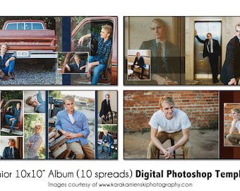 SENIOR ALBUM 002 | 10x10" Digital Photo Album Template | PSD Photoshop Template | Digital File Only