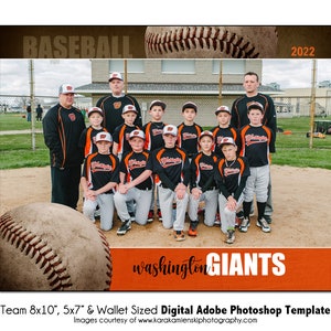 BÉISBOL T009 / 8x10, 5x7, Plantilla digital de Adobe Photoshop / Plantilla de Photoshop deportiva para equipos e individuos / Solo archivo digital
