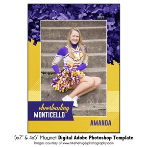 AIMANT CHEERLEADING 004 |  Modèle numérique Adobe Photoshop 5 x 7" et 4 x 5" | de Photoshop pour aimants de sport | Fichier numérique uniquement
