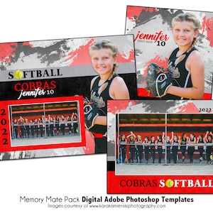SOFTBALL PACK N_H / Modello digitale Adobe Photoshop Memory Mate / Modello Photoshop sportivo per squadre e individui / Solo file digitale