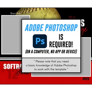 SOFTBOL MM023 / Plantilla digital de Adobe Photoshop Memory Mate de 8 x 10 / Plantilla deportiva de Photoshop para equipos e individuos / Solo archivo digital imagen 3