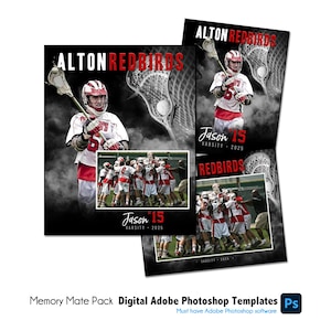 LACROSSE PACK C | Adobe Photoshop Memory Mate-Digital-Vorlage | Sport Photoshop Vorlage für Teams & Einzelne | Nur digitale Datei