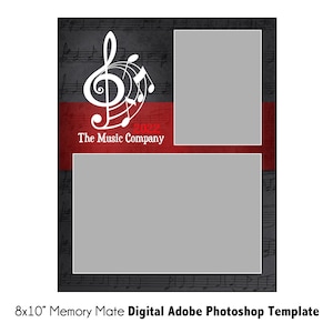MUSIC MM005 / 8x10 Adobe Photoshop Memory Mate modello digitale / modello Photoshop per foto scolastiche / solo file digitale