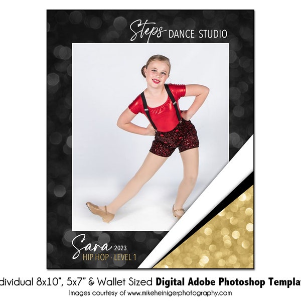DANCE  Ind005 | 8x10, 5x7, Wallet Adobe Photoshop Digital Template | Sports Photoshop Template for Teams & Individuals | Digital Only