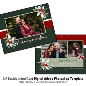 Weihnachtskarte Vorlage 004CC | 5x7 Doppelseitige Karte Adobe Photoshop Vorlage | Digitale Datei | Weihnachtskarte Photoshop Vorlage