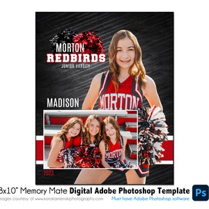 CHEERLEADING MM025 | 8x10 Adobe Photoshop Memory Mate Digital Template | Sports Photoshop Template for Team & Individual | Digital File Only
