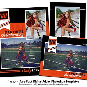 チアリーディング パック B | Adobe Photoshop Memory Mate デジタル テンプレート | チームおよび個人向けスポーツ Photoshop テンプレート | デジタル ファイルのみ