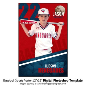 Baseball Poster 6 | 12"x18"Sports Digital Photoshop Template | Youth Sports Poster PSD Photoshop Template - Digital File Only