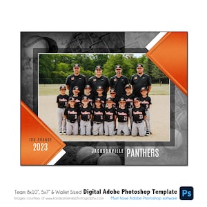 BÉISBOL T024 / 8x10, 5x7, Plantilla digital de Photoshop para billetera / Plantilla de Photoshop para deportes para equipos e individuos / Solo archivo digital