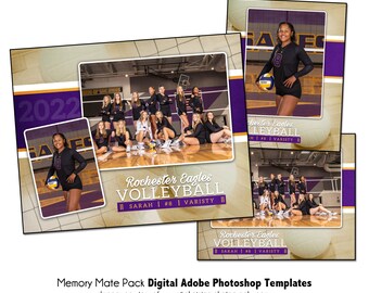 VOLLEYBALL PACK J | Adobe Photoshop Memory Mate Digital Template | Sports Photoshop Template for Teams & Individuals | Digital File Only