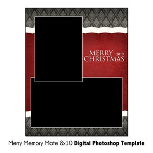 MERRY MM1- 8x10 Christmas Memory Mate Digital Photoshop Template - Holiday Photo PSD Photoshop Template - Digital File Only