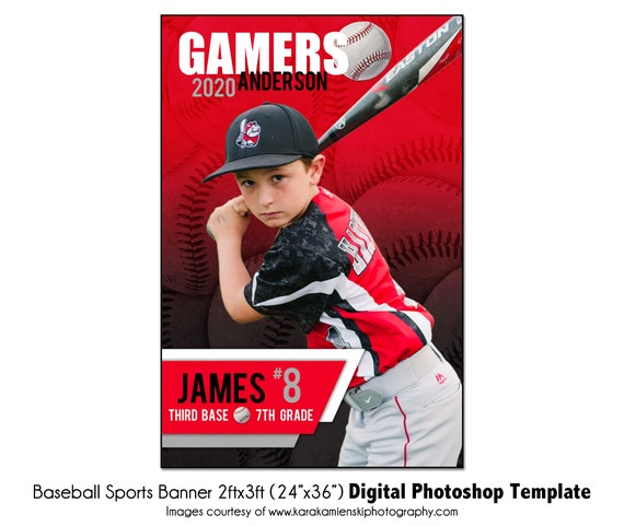 Digital File Only Youth Sports Banner PSD Photoshop Template 24x36 Baseball Banner 4 2ftx3ft Sports Digital Photoshop Template
