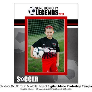 CALCIO Ind005 / 8x10, 5x7, modello digitale Adobe Photoshop Wallet / modello Photoshop sportivo per squadre e individui / solo file digitale