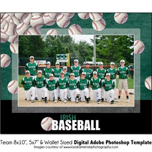 BÉISBOL T008 / 8x10, 5x7, Plantilla digital de Photoshop para billetera / Plantilla de Photoshop deportiva para equipos e individuos / Solo archivo digital