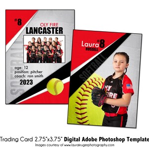 SOFTBALL SammelKarte 017 | 2.75x3.75 Adobe Photoshop Trader Card Digitale Vorlage | Sport PSD Adobe Photoshop Vorlage | Nur digitale Datei