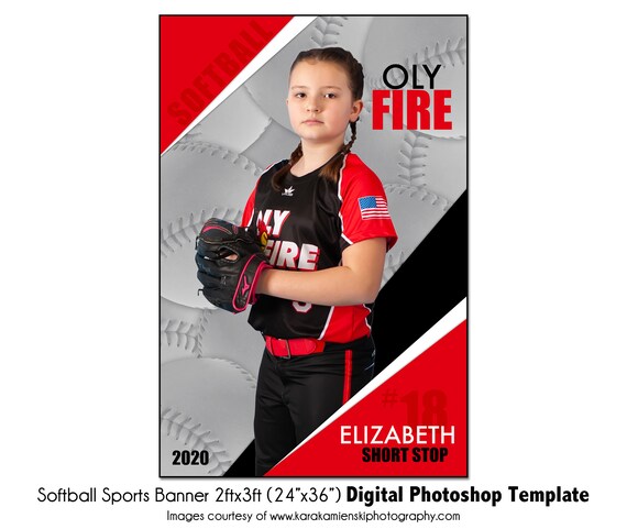 Digital File Only Youth Sports Banner PSD Photoshop Template 24x36 Baseball Banner 4 2ftx3ft Sports Digital Photoshop Template