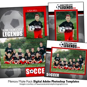 サッカーパック E | Adobe Photoshop Memory Mate デジタル テンプレート | チームおよび個人向けスポーツ Photoshop テンプレート | デジタル ファイルのみ