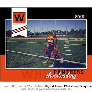 CHEERLEADING T002 | 8x10, 5x7, Wallet Adobe Photoshop Digital Template | Sports Photoshop Template for Team & Individual | Digital File Only