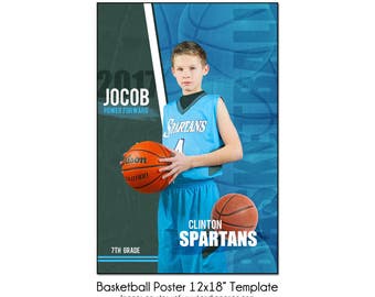 BASKETBALL Poster 6 - 12x18" Sports Photo Template - Digital File