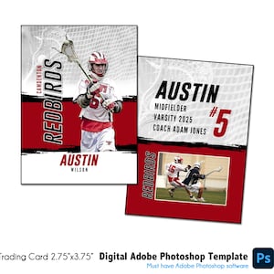 LACROSSE TradingCard 0004 | 2.75x3.75 Adobe Photoshop Trader Card Digitale Vorlage | Sport PSD Photoshop Vorlage | Nur digitale Datei