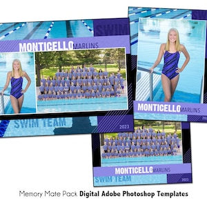 SWIM PACK D / Modello digitale Adobe Photoshop Memory Mate / Modello Photoshop sportivo per squadre e individui / Solo file digitale