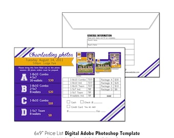 CHEER PRICELIST 001 | Sports Pricelist 6x9" | Adobe Photoshop Digital Template | Photo Pricelist Photoshop Template | Digital File Only