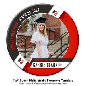 GRAD BUTTON 002 | 7x7 Adobe Photoshop Digital Photo Button Template | Graduation Photoshop Template | Digital File Only