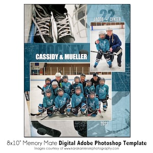 HOCKEY MM003 | Modèle numérique Adobe Photoshop Memory Mate 8 x 10 | Modèle Photoshop de sport pour équipes et individus | Fichier numérique uniquement