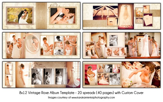 Vintage 8x12 Digital Wedding Album Template Unique Etsy
