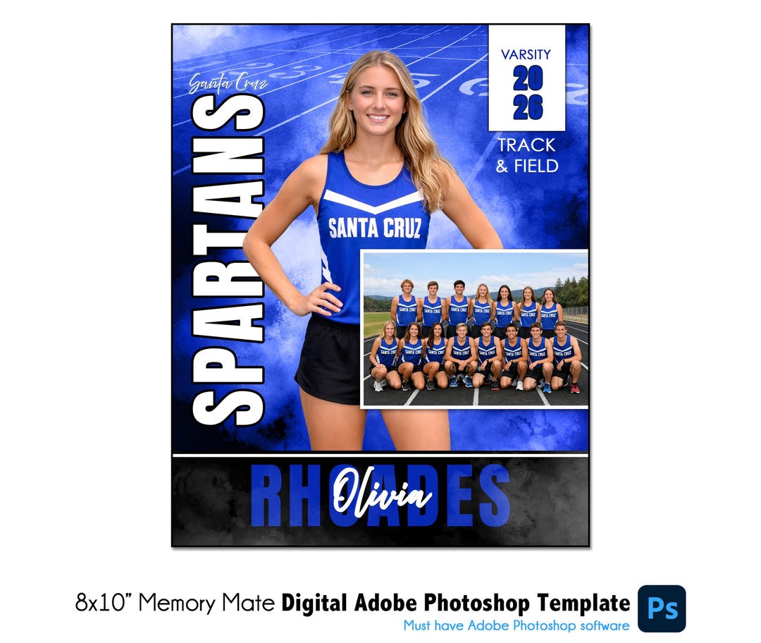 Standard Memory Mate Track & Field Memory Mate Photo Template 006: 8x10” Photoshop PSD ...
