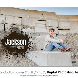 Senior Graduation Banner 5 | 2ftx3ft(24&quot;x36&quot;) Grad Digital Photoshop Template | Vinyl Grad Banner PSD Photoshop Template - Digital File Only