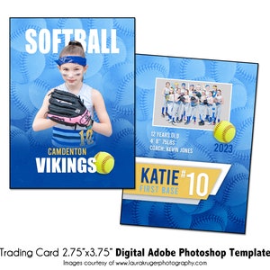 SOFTBALL TradingCard 025 / 2.75x3.75 Modello digitale Adobe Photoshop Trader Card / Sport PSD Modello Adobe Photoshop / Solo file digitale