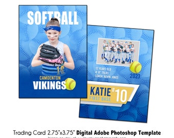 SOFTBALL TradingCard 021 | 2.75x3.75 Adobe Photoshop Trader Card Digital Template | Sports PSD Adobe Photoshop Template | Digital File Only