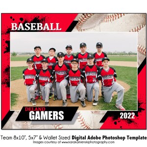 BÉISBOL T011 / 8x10, 5x7, Plantilla digital de Photoshop para billetera / Plantilla de Photoshop para deportes para equipos e individuos / Solo archivo digital