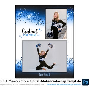 CHEERLEADING MM023 / 8x10 Adobe Photoshop Memory Mate modello digitale / Modello Photoshop sportivo per squadra e individuo / Solo file digitale