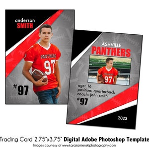 FOOTBALL TradingCard 013 | Modèle numérique de carte de commerçant Adobe Photoshop 2,75 x 3,75 | Modèle Adobe Photoshop PSD pour le sport | Fichier numérique uniquement