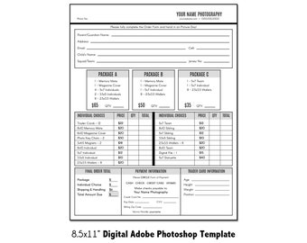 PRICELIST 001 | Sports Pricelist 8.5x11 | 8.5x11 Adobe Photoshop Digital Template | Sports Photoshop Template Pricelist | Digital File Only