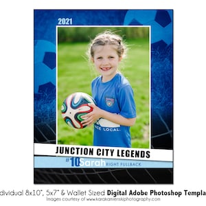 CALCIO Ind010 / 8x10, 5x7, Portafoglio Adobe Photoshop Digital Template / Modello Photoshop sportivo per squadre e individui / Solo file digitale