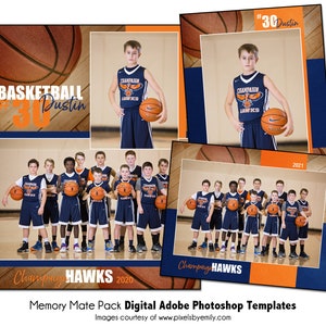 BASKETBALL PACK AA | Adobe Photoshop Memory Mate-Digital-Vorlage | Sport Photoshop Vorlage für Teams & Einzelne | Nur digitale Datei