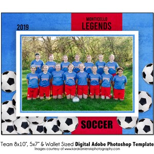 CALCIO T006 / 8x10, 5x7, Portafoglio Adobe Photoshop Digital Template / Modello Photoshop sportivo per squadre e individui / Solo file digitale