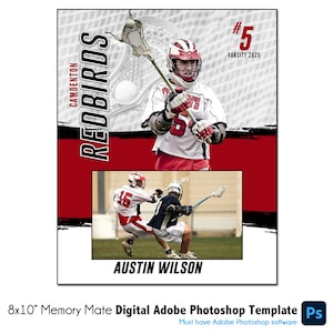 LACROSSE MM003 | 8x10 Adobe Photoshop Memory Mate Digitale Vorlage | Sport Photoshop Vorlage für Teams & Einzelne | Nur digitale Datei