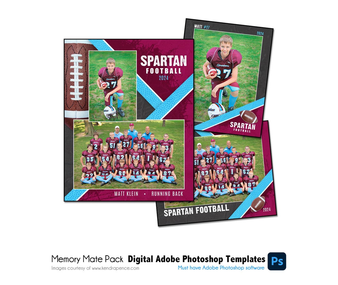 Ps Football File Football Photo Template Pack J: Memory Mate, Individual, Team Photoshop ...