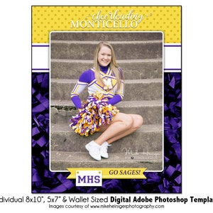 Cheerleader Ind005 | 8x10, 5x7, Brieftasche Adobe Photoshop Digitale Vorlage | Sport Photoshop Vorlage für Team&Individual | Nur digitale Datei