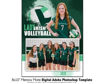 VOLLEYBALL MM018 | 8x10 Adobe Photoshop Memory Mate Digital Template | Sports Photoshop Template for Teams & Individuals | Digital File Only