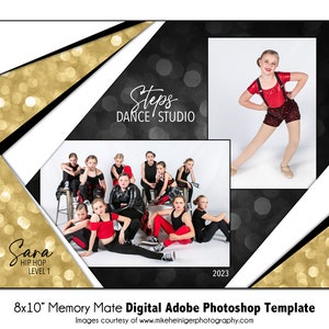 Plantilla digital Memory Mate de Adobe Photoshop de 8 x 10 para danza y deportes / Plantilla para Photoshop para equipos e individuos / Solo archivo digital