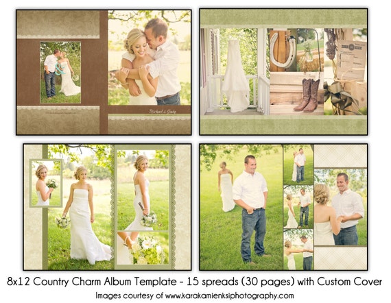 Download Psd Wedding Album Template Country Charm 8x12 15spread Etsy PSD Mockup Templates