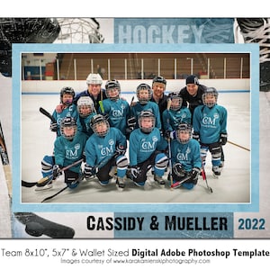 HOCKEY T001 / 8x10, 5x7, modello digitale Adobe Photoshop per portafoglio / modello Photoshop sportivo per squadre e individui / solo file digitale