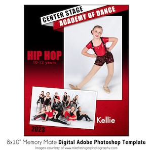 DANSE MM003 | Modèle numérique Adobe Photoshop Memory Mate 8 x 10 | Modèle Photoshop de danse/sports pour équipe et individuel | Fichier numérique uniquement