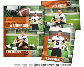 FOOTBALL PACK E | Adobe Photoshop Memory Mate Digital Template | Sports Photoshop Template for Teams & Individuals | Digital File Only