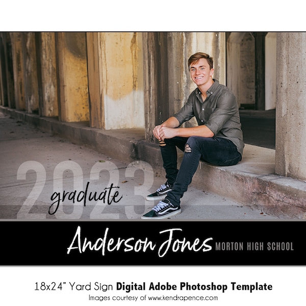 SENIOR Yard Sign 006 | 18x24" Adobe Photoshop Yard Sign Digital Template | Senior Grad Photoshop Poster Template | Digital File Only